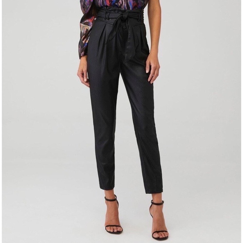 For Love & Lemons Faux Leather Tapered Pants M Black Edgy Sleek NO BELT READ*